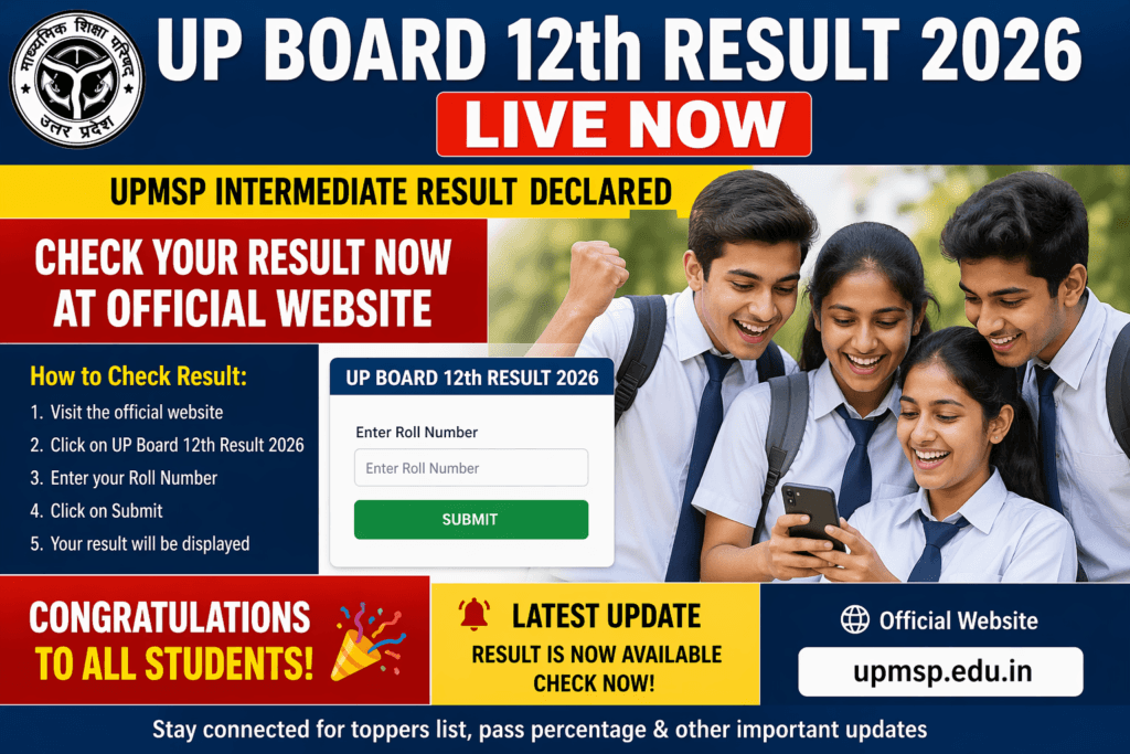 UP Board 12th Result 2026 declared students checking result online UPMSP